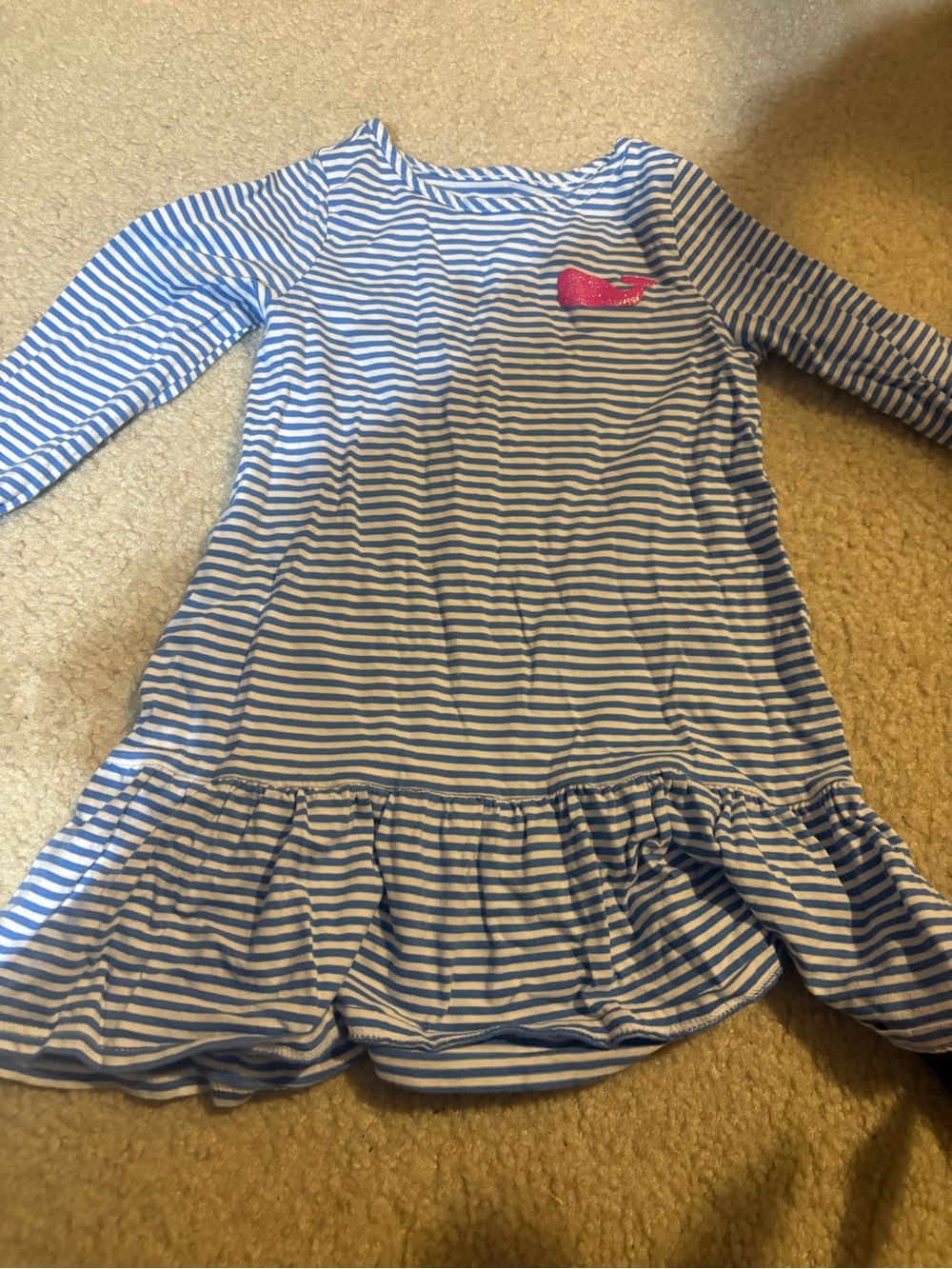 Vineyard Vines Girls Blue & White Striped Dress - size XS (5-6)